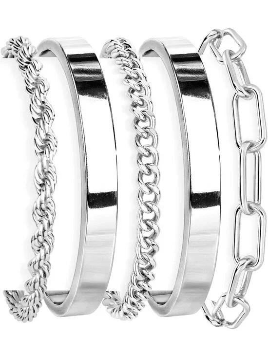 Trendy Gold Bracelet Set for Women - Waterproof, Non-Tarnish Stackable Bangles