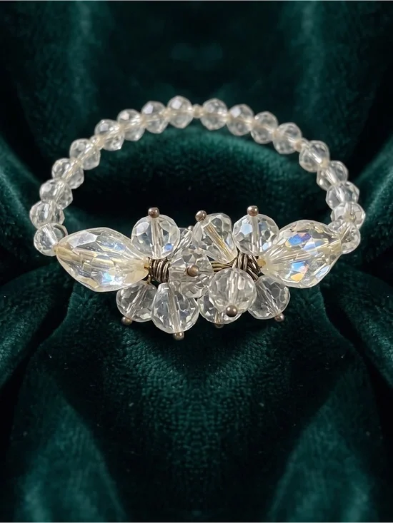 Crystal Bead Stretch Bracelet - Clear