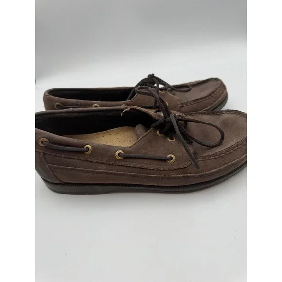 Rockport Mens ME 5112 Dark Brown Leather Boat Shoes Moc Toe Loafers‎ Size 8.5 W