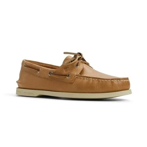 Sperry Men's Top Sider AO 2-Eye Moc Toe Leather Boat/Deck Shoes Cream 7.5 W NEW!