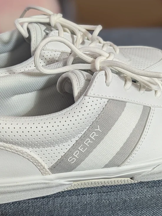 Sperry Men's White Perforated Canvas-Lace Sneakers