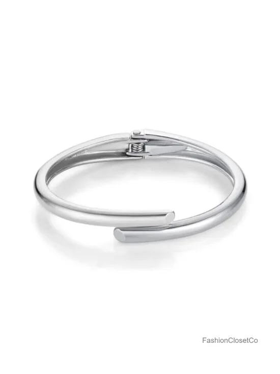 14K Gold Plated Thin Open Cuff Bangle Bracelet Hinge Wrist Cuff