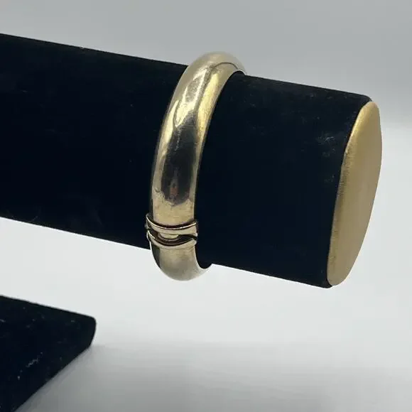 Sterling Silver 925 Gold Vermeil Veronese Italy Hinged Clamper Bracelet Vintage