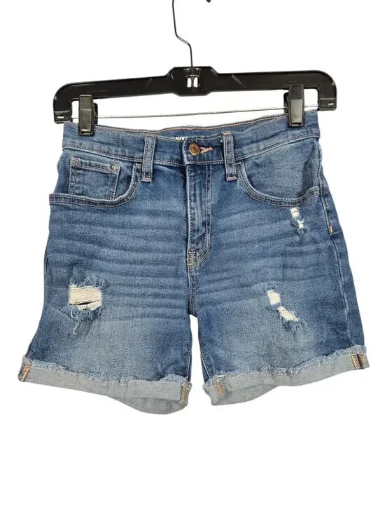 Old Navy Girls High-Rise Built-In Tough Jean Shorts Size 14 Blue Denim 5-Pockets