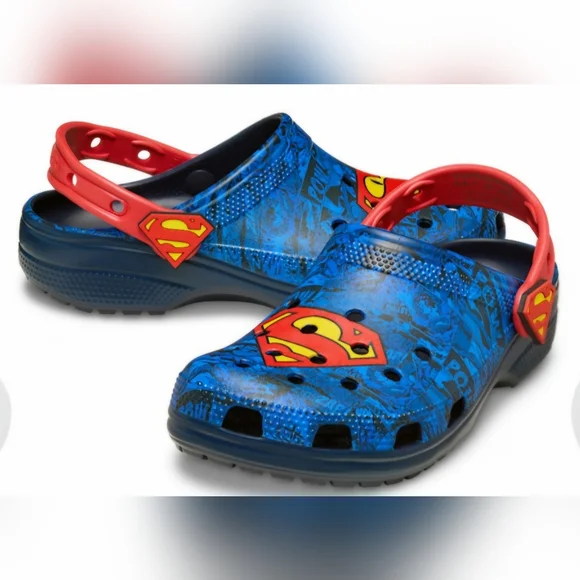 🔺️🆕️🔺️CROCS Mens Superman Clogs - Blue and Red