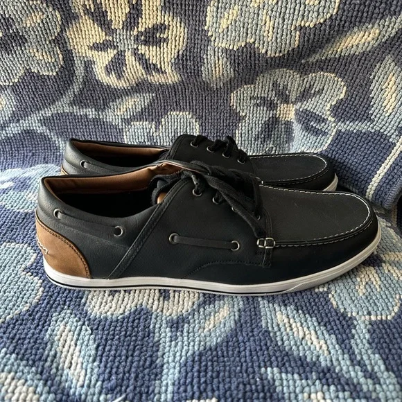 Sonoma Vitalize Men’s Boat Shoes 👞 Black Lace-Up Casual Size 12