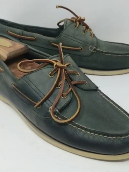 Men's Dockers Leather Boat Shoes Teal Green Size 12M Casual Nautical Deck Shoes