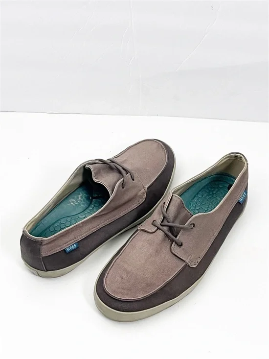 REEF Deckhand Low Brown Lace Up Boat Shoes Size 8 Casual Boating Preppy Neutral