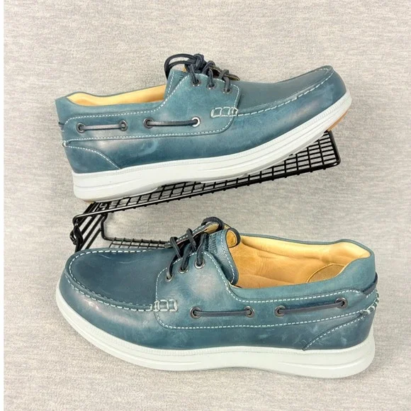 Samuel Hubbard New Endeavor Boat Shoes Mens 9.5 M Driftwood Blue Leather Slip On