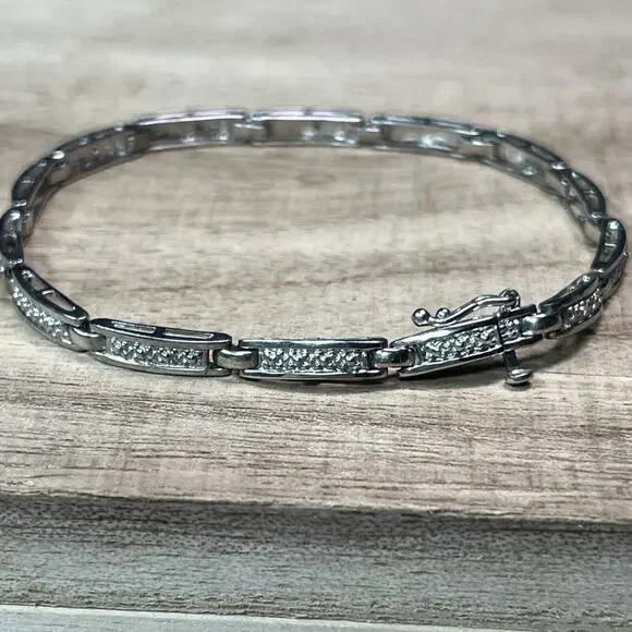 Banter Piercing Pagoda STERLING SILVER 925 Tennis Bracelet Linked Panel No Stone