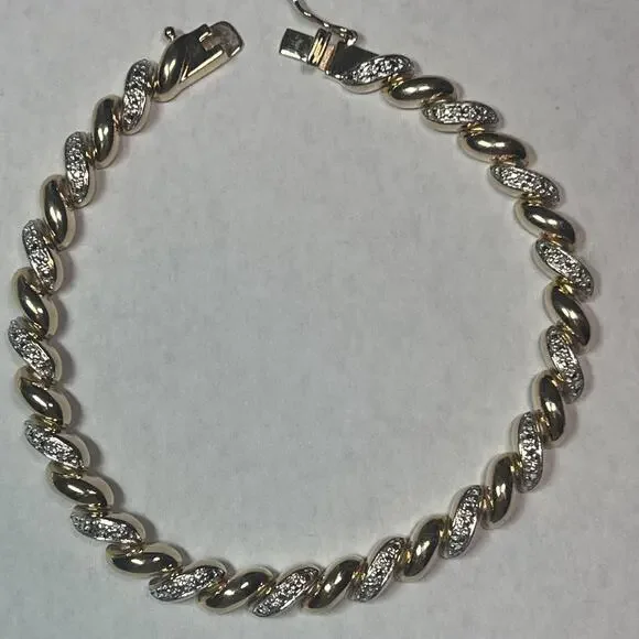 Sterling Silver 925 Gold Tone Rope Tennis Bracelet