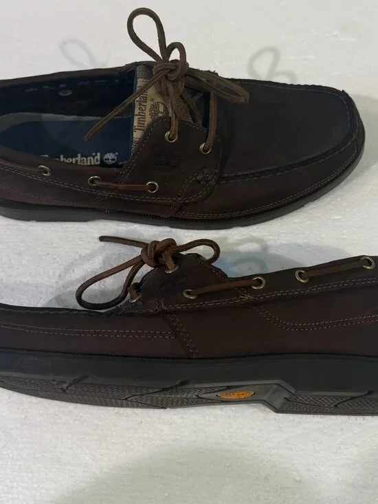 Timberland Brown Leather Boat Shoes Kiawah Earthkeepers Men's Size 10.5 Handsewn