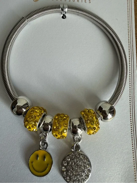 Yellow Smiley Charm Bracelet - Women Jewelry