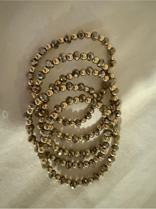 Park lane Denali Gold and hematite Faceted Bead Stretch Bracelet Set  of 5