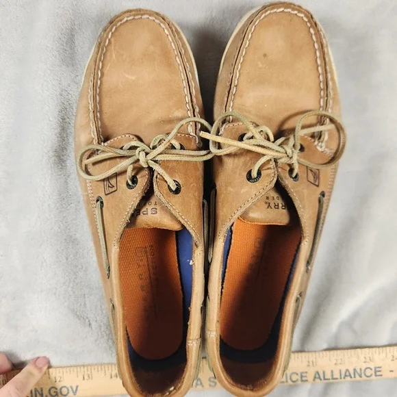 Sperry Top-Sider Gold Cup A/O 2-Eye Boat Shoes Mens 10.5 M In Tan Brown Leather