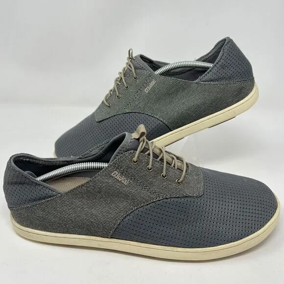 Olukai Nohea Moku Men’s Sz 12 Slip on Textiles Boat Shoes Gray 10283-2610