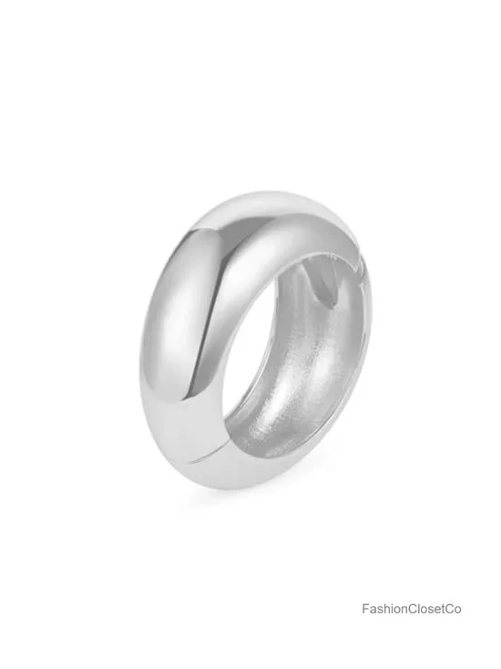 Trendy Hinged Arm Cuff Bangles Chunky Bracelet for Women Silver Plated