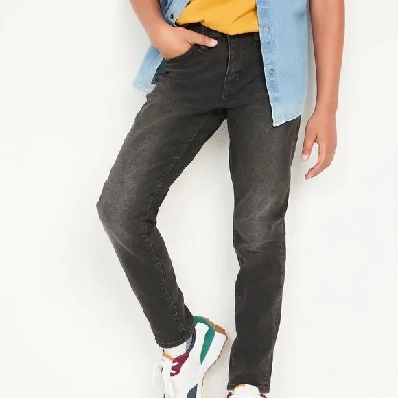 Old Navy Taper Jeans Built In Flex Style Coal Black Straight-Leg Boys Size 8