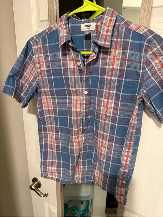 Old Navy Blue Plaid Short-Sleeve Shirt