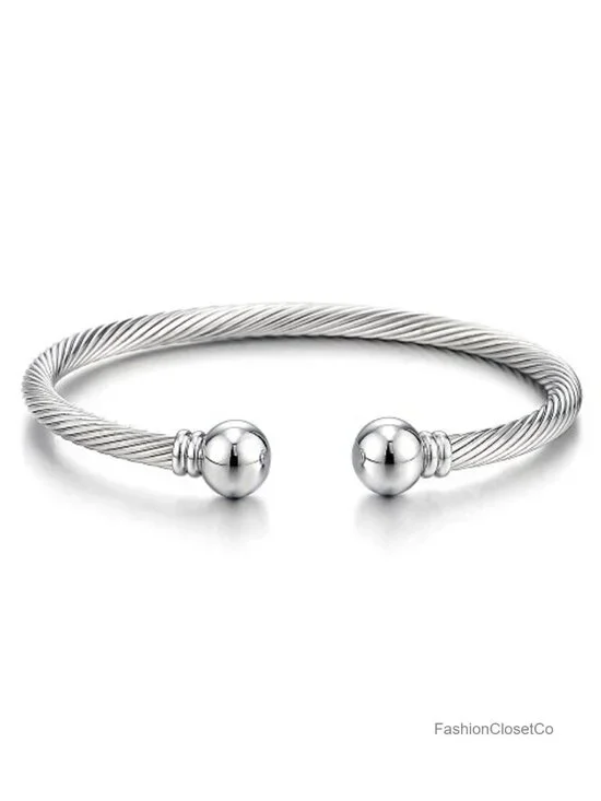 Stainless Steel Adjustable Open Cuff Bangle Bracelet