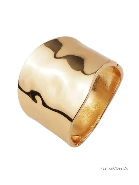18K Gold Plated Chunky Bangle Bracelet Minimalist Open Cuff Geometric Jewelry