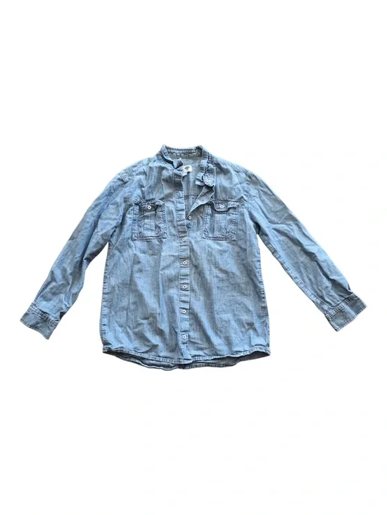 Old Navy Girls Light Blue Denim Button-Up Boyfriend Shirt XL