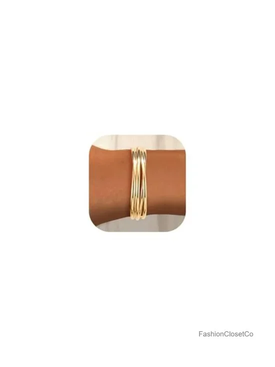 Chunky Adjustable Twist Love Textured Cuff Bracelet Gold Bangle