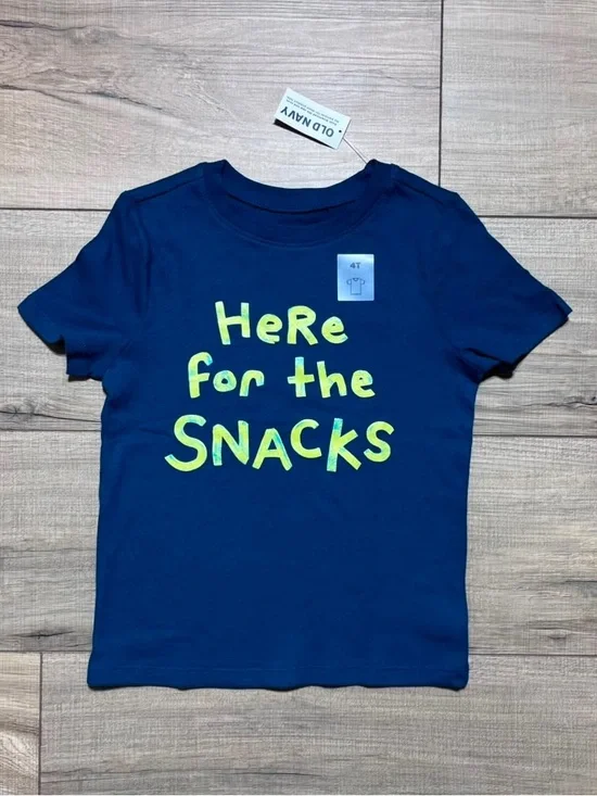 Old Navy Boys Here For The Snacks Short Sleeve Graphic Tee Size 4T Dark Teal