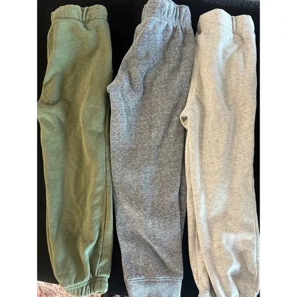 Old Navy Jogger Sweatpants Kids 4T 3-Pack Green Gray Fleece Drawstring Lot