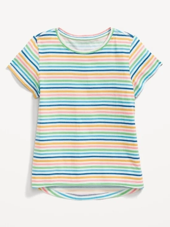Girls' Rainbow Stripe Short-Sleeve Tee - Multicolor