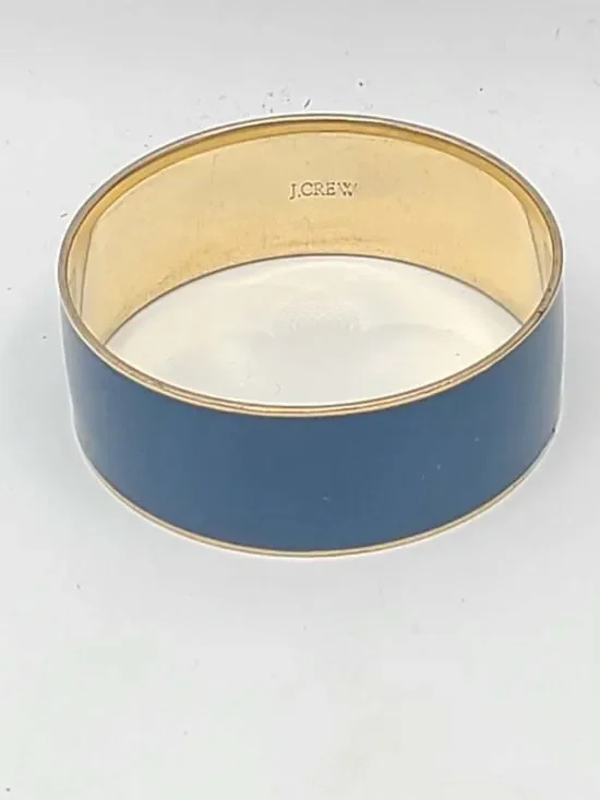 J Crew Blue Enamel Gold Tone Bangle Bracelet