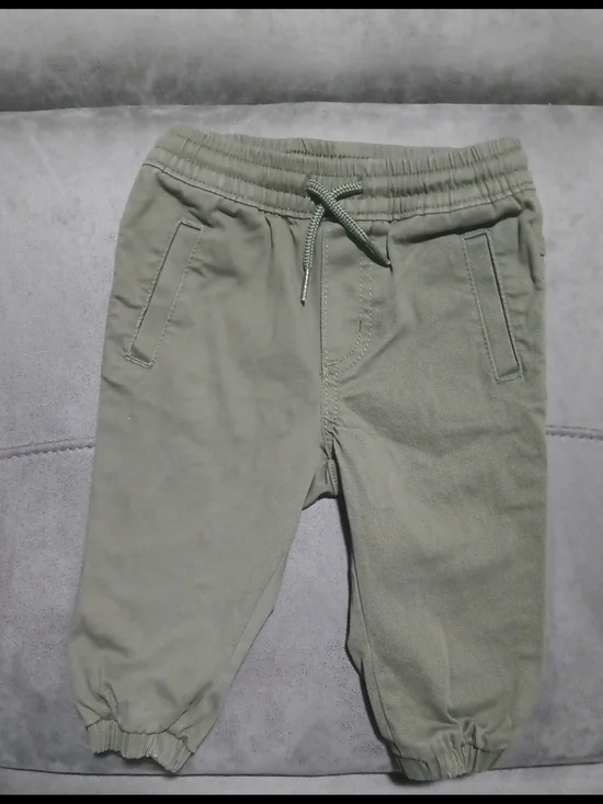 Old Navy Olive Green Baby Elastic Waist Joggers, Size:12-18M