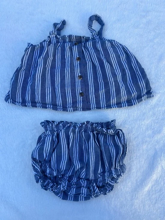 Old Navy Blue & White Striped Toddler Two-Piece Set