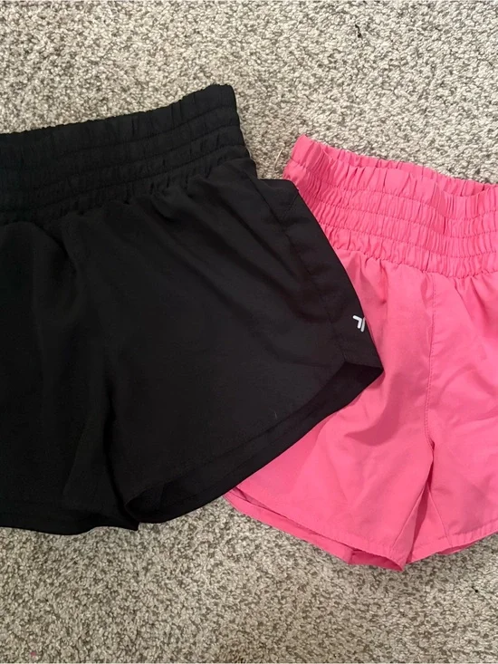 Old Navy Active Go Dry Black and Pink Smocked Waist Athletic Shorts Pair