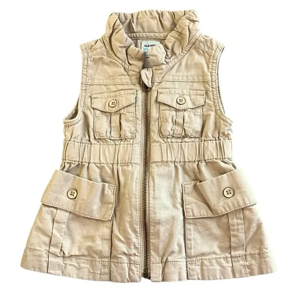 Old Navy Safari Cargo Vest Rolled Oats Color‎ Size 18-24 Months Style 967628