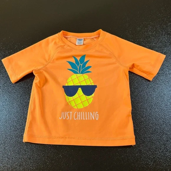 Old Navy Rash Guard Swim Shirt Just Chilling Pineapple Graphic‎ Toddler 18-24M