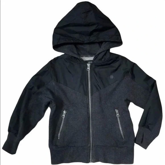 𝅺old NAVY Charcoal Black Hooded Zip Jacket‎ XS 5