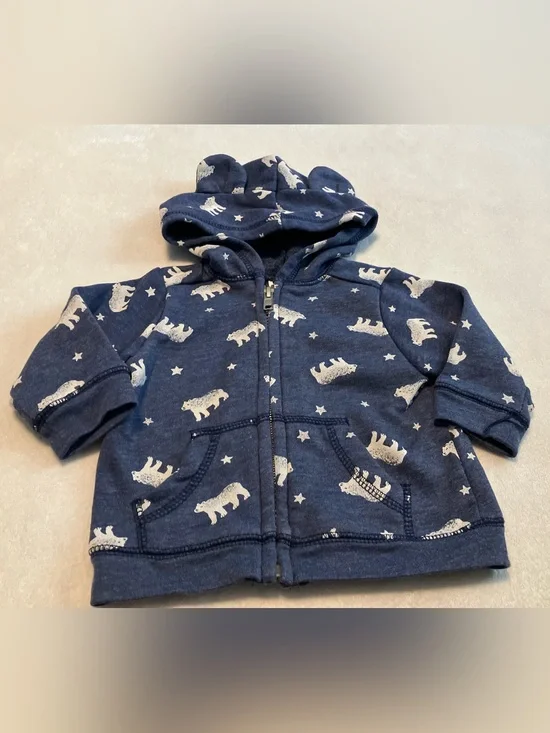 Old Navy Navy Zip-Up Hoodie with White Bear Print
