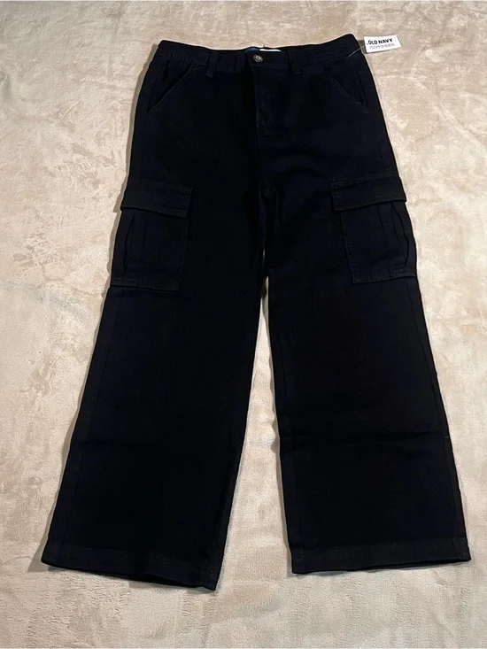 Old Navy Girls Black Wide-Leg Cargo Pants