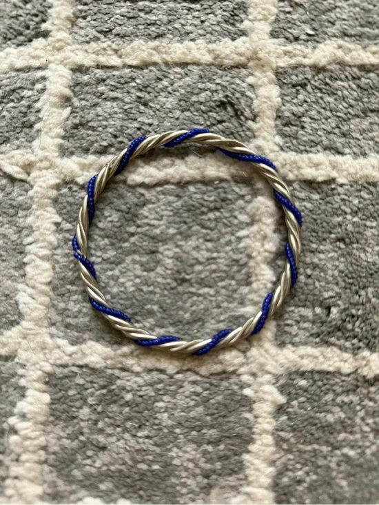 Vintage Twisted Silver and Royal Blue Rope Bangle