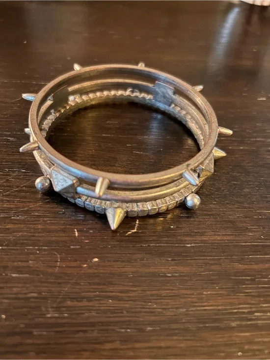 Silver Tone Spike Stackable Bangle Bracelet