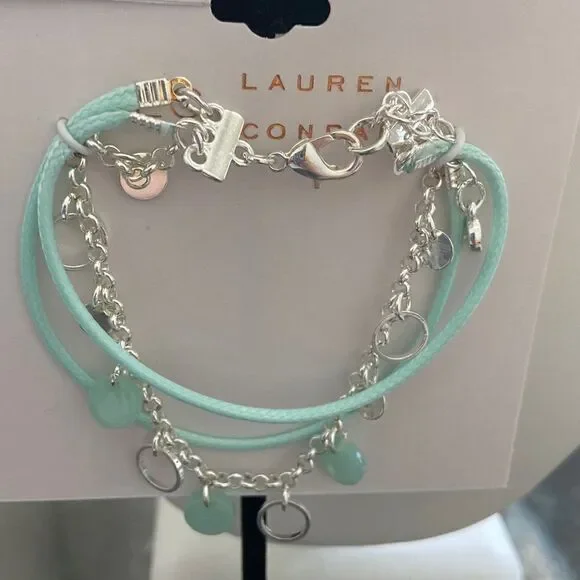 Lauren Conrad NWT Silver and rope mint color bracelet
