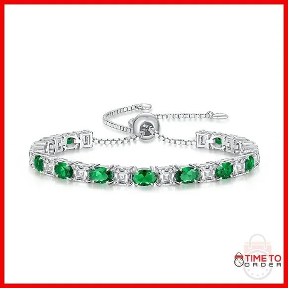 Sterling Silver Adjustable Tennis Bracelet White Gold Filled 6-9 Inch