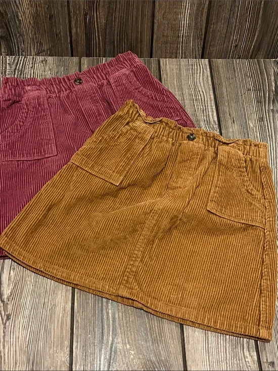 Girls Old Navy Corduroy Mini Skirts in Mustard and Wine