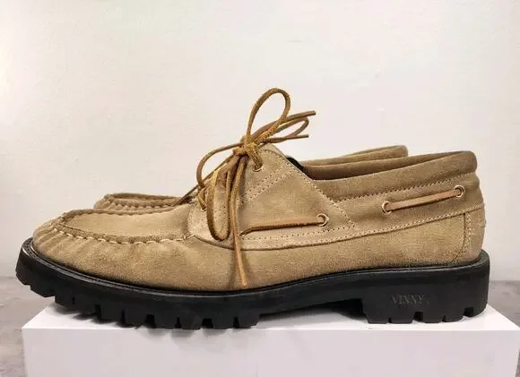 VINNY’s Aztec Boat Shoes Men's 13 Beige Suede Vibram Loafers Made In Portugal