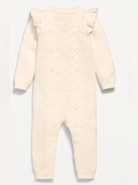 Old Navy SoSoft Ruffled-Shoulder Sweater One-Piece Beige 18-24 Month NWT