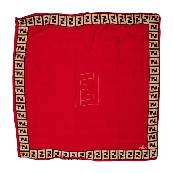 Fendi Red Silk Scarf-‎ BRAND NEW