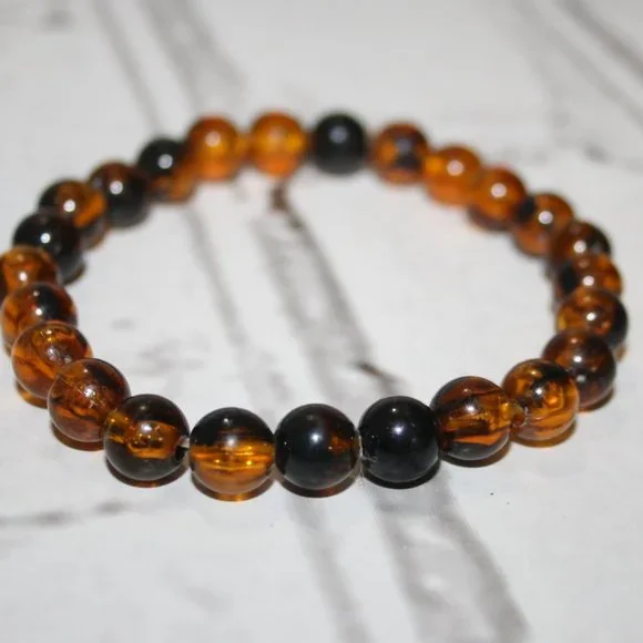 Beautiful vintage brown and black beaded bracelet 7
