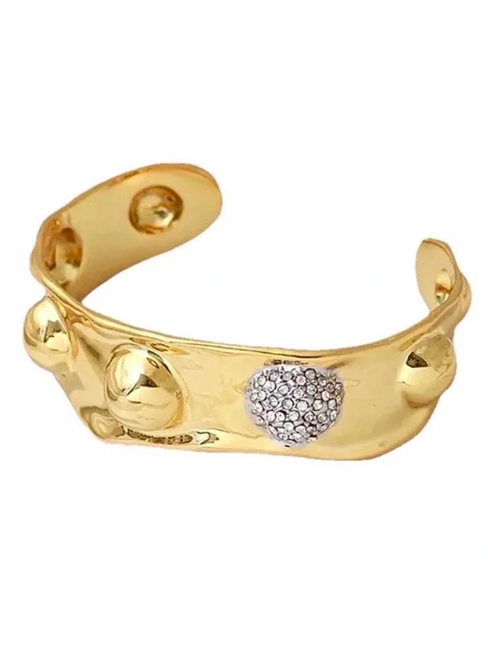 NEW Alexis Bittar Molten Liquid Gold Repoussé Raised Dot Cuff Bracelet JL19
