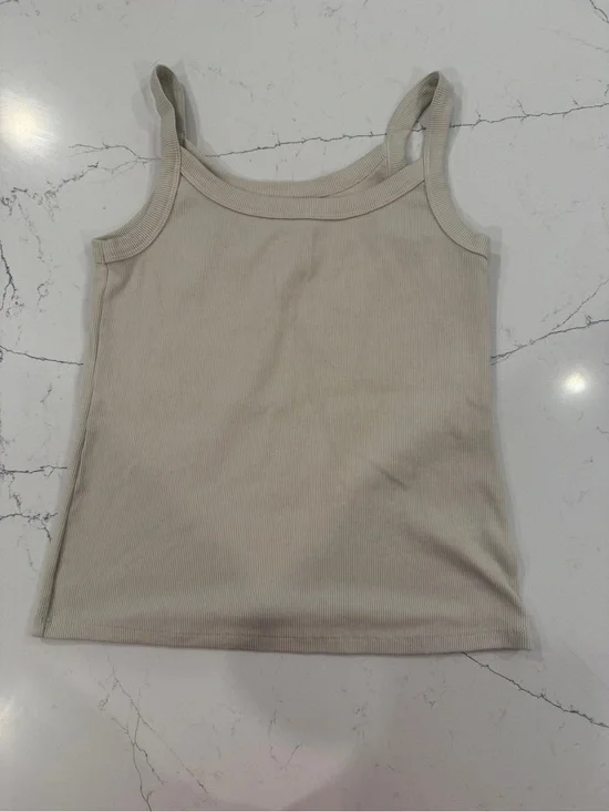 Old Navy Girls Beige Ribbed Tank Top